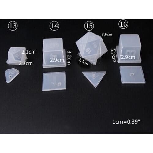 DIY Crystal Epoxy Mold Dice Fillet Shape Multi-spec Digital Game Silicone Mould F3MF
