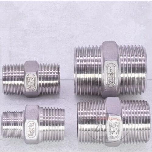 1/8" 1/4" 3/8" 1/2" 3/4" 1" 1-1/4" 1-1/2" BSP Male to Male Thread Hex Nipple Threaded Reducer Pipe Fitting Stainless Steel 304