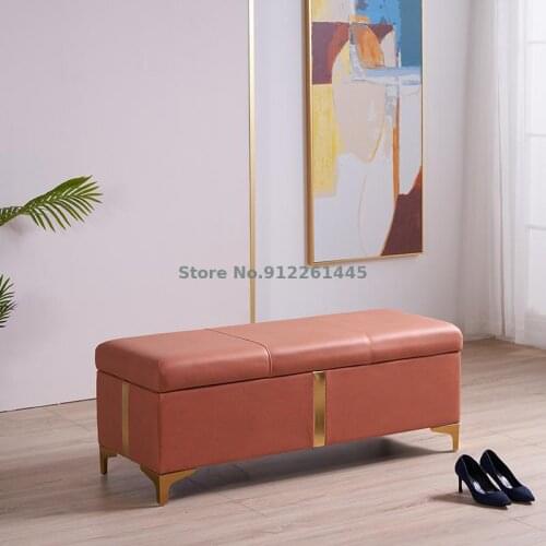 Light luxury shoe changing stool shoe cabinet household storage stool storage stool rectangular sofa stool Nordic shoe wearing