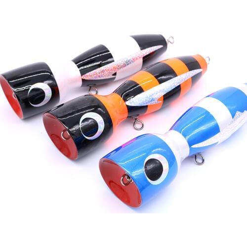 Hand Made Wooden Popper Lure 18cm 120g Topwater Fishing Lure Saltwater Surface GT Popper Lure