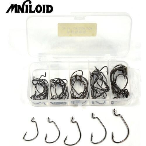 MNILOID 50Pcs/Box Multiple Sizes High Carbon Steel Fishhooks Sharp Barbed Overturned Fishing Hook Fishing Tackle Accessories
