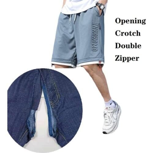 Shorts Mens Summer Couples' Sex Pants Crotch Opening Breathable Boys' Five-minute Pants Trend Sports and Leisure Pants Joker