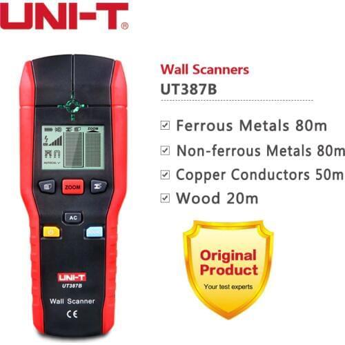 UNI-T UT387B Wall Scanner With LCD Digital Display Metal Detector Metal Wood Studs Finder AC Voltage Live Wire Cable Warning