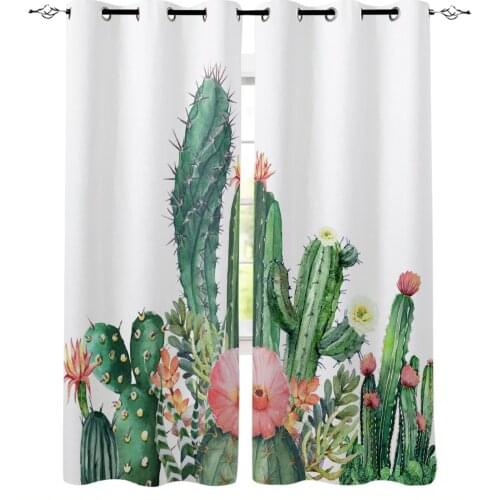 Tropical Plant Cactus Nordic Window Curtains for Living Room Bedroom Kitchen Modern Curtains Home Decoration Drapes Blinds