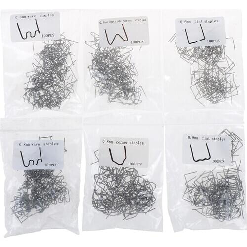 Universal 100 Pcs/Set Precut 0.6mm-0.8mm Hot Wave Flat Staples For Plastic Stapler Repair Welder Repair Tool