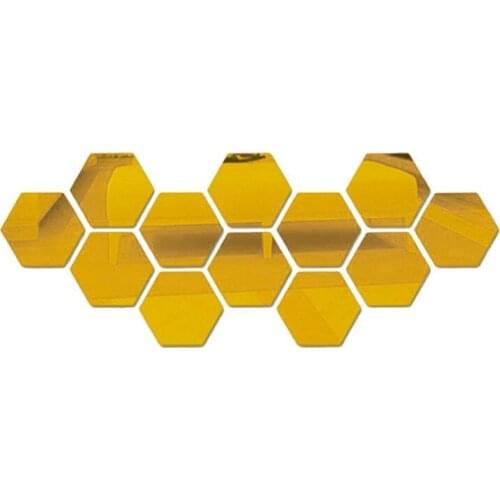 Top Mirror Wall Stickers Self Adhesive Removable Hexagon Decorative Mirror Sheet Decor For Home Living Room Bedroom #1