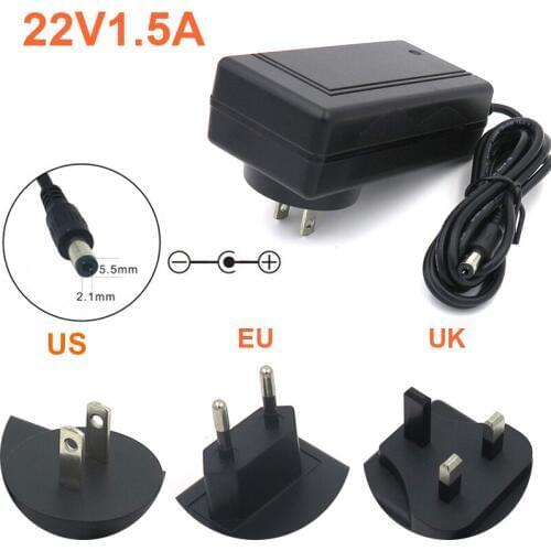 VORED NEW 1PCS 22V1.5A Converter Power Supply Adapter US/EU/AU Plug Charger with 1.5M Cable 5.5*2.1mm Free shipping