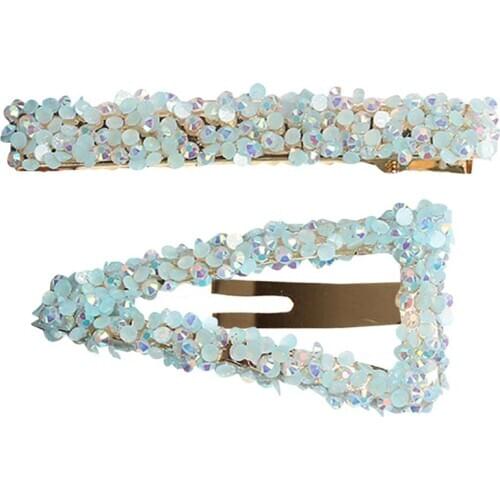 Coxeer 2Pcs/Set Girls Snap Hair Clips Fashion Rhinestone Decor Hair Barrette Hair Pin Side Clip Hair Accessories For Girls