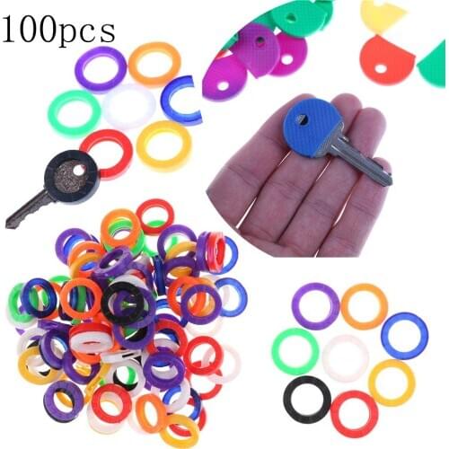 100pcs Hollow Multi Color Rubber Soft Key Locks Keys Cap Key Covers Topper Keyring
