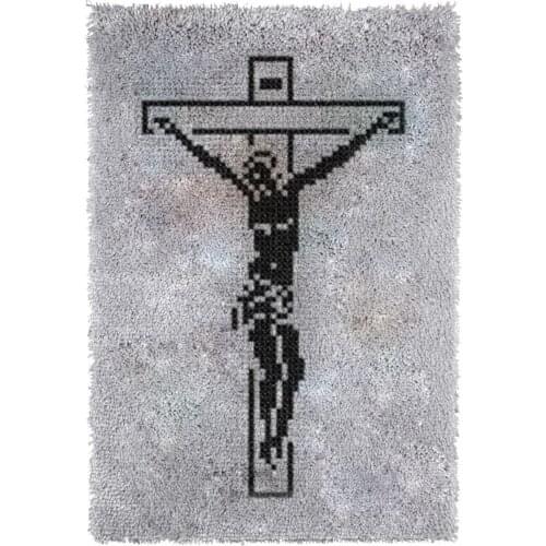 Latch Hook Rug Cross Type H Plush Tapestry Kits Crochet Cushion Mat DIY Carpet Rug Home Decor Thick Yarn 61cmX85cm