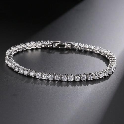 Gold Silver Color 3mm Cubic Zirconia 18cm Tennis Bangle Bracelet for Women Wedding Fashion Luxury Christmas Gift Jewelry