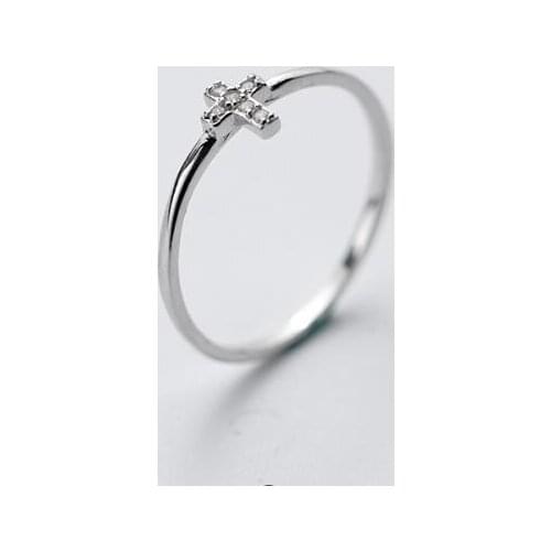 THIN 1MM 100% Authentic REAL.925 Sterling Silver Fine Jewelry Zirconia aaa+ Religion Cross Ring GTLJ1583