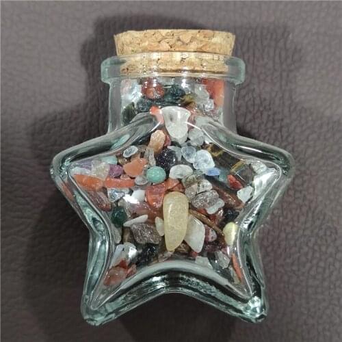 1pcs Natural Seven Colour Crystal Gravel Star Shape Wishing Bottles Rough Minerals Specimen Mini Stone Reiki Healing Gift