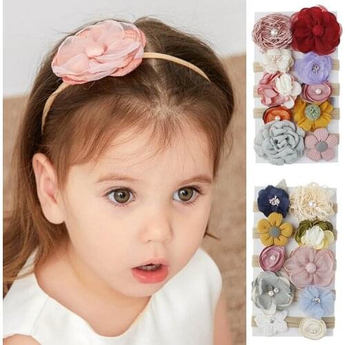 10Pcs/Set Cute Flower Soft Elastic Nylon Newborn Headband Baby Girl Headband Toddler Infant Girls Baby Hair Accessories