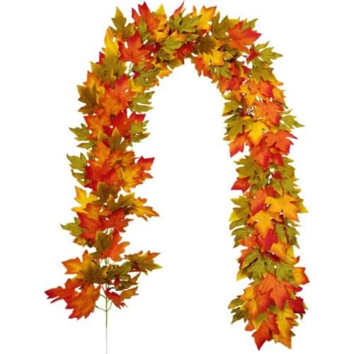 2M Simulated Maple Leaf Vine Rattan Thanksgiving Harvest Festival Long Rattan Flower Arrangement Atmosphere Layout For Wedding