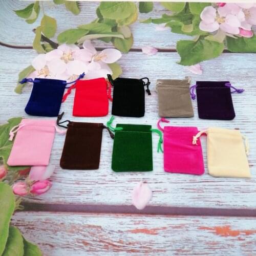 20pcs Velvet Jewelry Bag Jewlery Gift Bag Velvet Jewellery Pouch Drawstring Bags for Packaging Display Storage Bags Wholesale