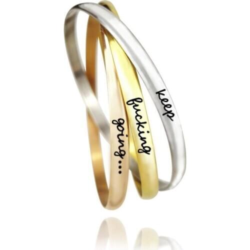 3 Pcs/Set Hot Stainless Steel Engraved Bangle Positive Inspirational Quote Cuff Mantra Bangles Bracelets For Women Gifts