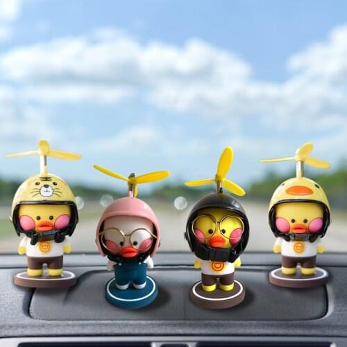 5-9CM Car Ornament Duck with Helmet Broken Wind Small Yellow Duck Road Bike Motor Helmet Riding Cycling Bicycle Accessories