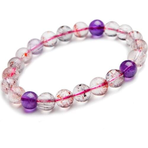 9mm Natural Super Seven Melody Stone Women Stretch Bracelets Crystal Round Clear Colorful Beads Jewelry Charm Bracelet Femme