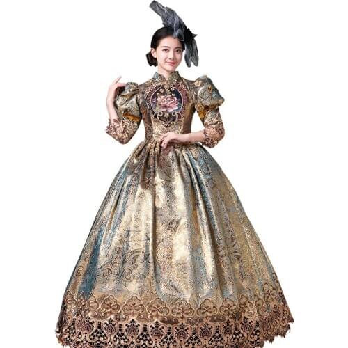 Shakespeare Elegant Champagne Color Court Serve Show Serve Stage Dress European Full Dress Elegant Photographic Studio