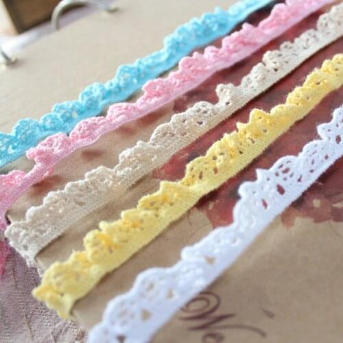 Free shipping 5 color options elastic folds stretch lace ribbon 50 yards
