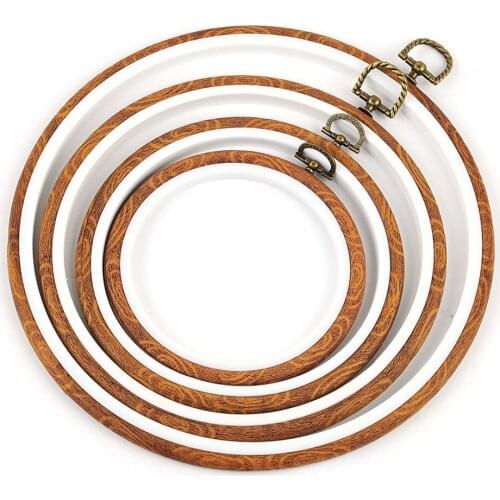 Wood Grain Embroidery Hoop Ring Circle Round Loop Cross Stitch Frame ABS Hand DIY Needle Craft Sewing Tools