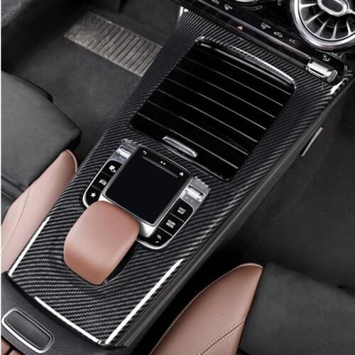 For Mercedes Benz A Class W177 2019 Accessories Carbon Fiber Style ABS Car Center Console Protection Frame Trim