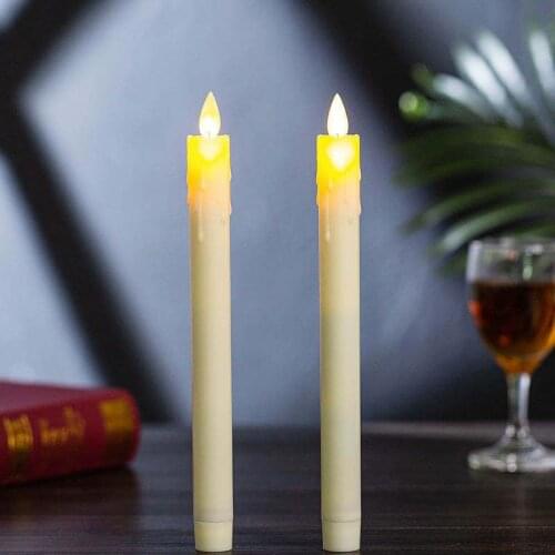 Swing Electronic Dip Wax Moving Wick Dancing Flame Led Taper Candlestick pillar light f/Home Wedding Christmas Bar party Church