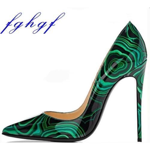Fghgf 2018 new Heels 12 cm high, pointed, stylish wedding shoes, size:US 5-10.5