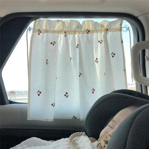 Ins Kids Cherry Car Background Cloth Wall Tapestry Sun Shade Side Window Shade Curtain Sunscreen Heat Insulation Cloth