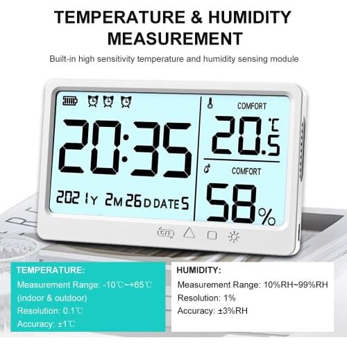 Temperature And Humidity Meter with Backlight High Precision Thermo-Hygrometer Digital Thermometer Indoor Hygrometer USB