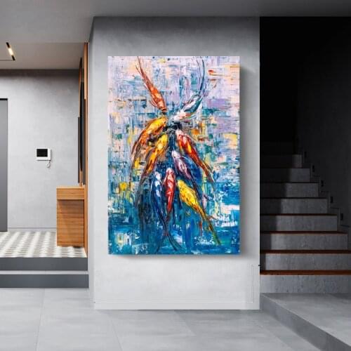 RELIABLI ART Canvas Painting Koi Fishes Pictures Animal Posters Wall Art For Living Room Decoration Posters And Prints No Frame
