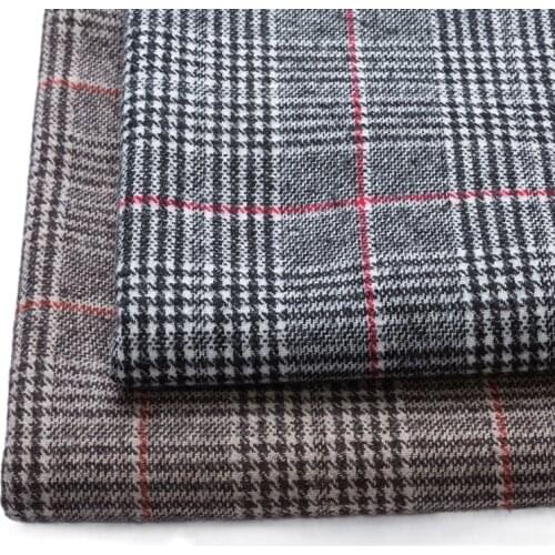 Width 150cm Wool Polyester Blend Tartan Plaid Houndstooth Fabric British Woolen Clothing Material For Suit Trousers Coat Cloth