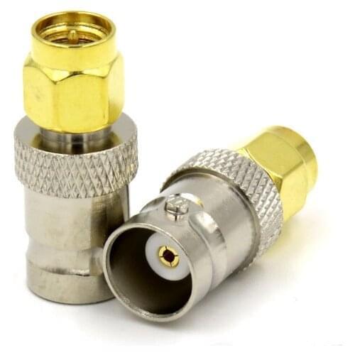2pcs BNC Female jack to SMA male RF Coaxial Straight Adapter BNC to SMA RF Coax Connectors