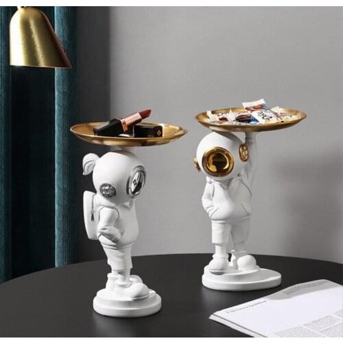 Creative Diver Astronaut fruit tray Statue Resin sculpture Crafts Living Room Ornaments Home Office Store Decors Decorations
