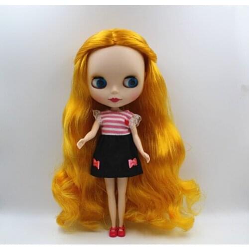 Blygirl Blyth doll Golden hair curled face shells dolls 30cm ordinary body dolls can change makeup toys gifts