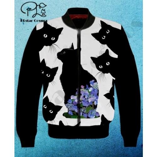 Cat Pet Animal Art 3D Bomber Jackets Hoodies Men/Women Newfashion Zipper Hooded Pullover Unisex Norse Cosplay Clothing Style-1