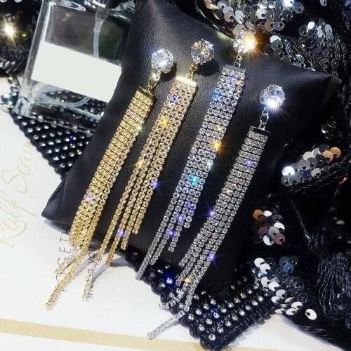 Fashion Gold Color Drop Long Earrings For Women Wedding Party Engagement Vintage Jewelry Water Crystal Earrings Gift 2021