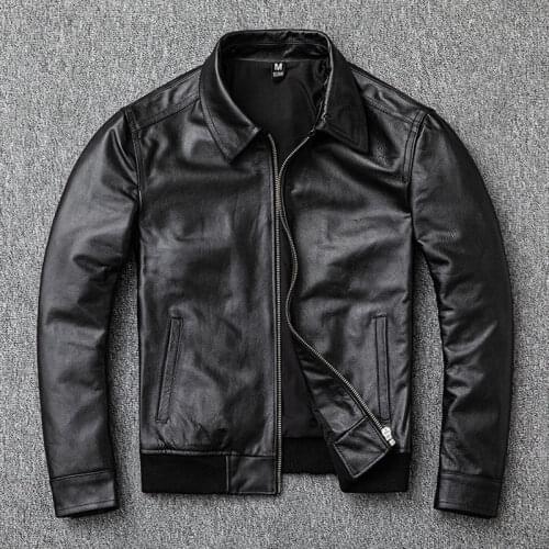 2021 Mens Autumn Winter New Plus Size Natural Cowhide Jackets Man Real Cow Leather Coats Male Slim Short Warm Overcoats W616