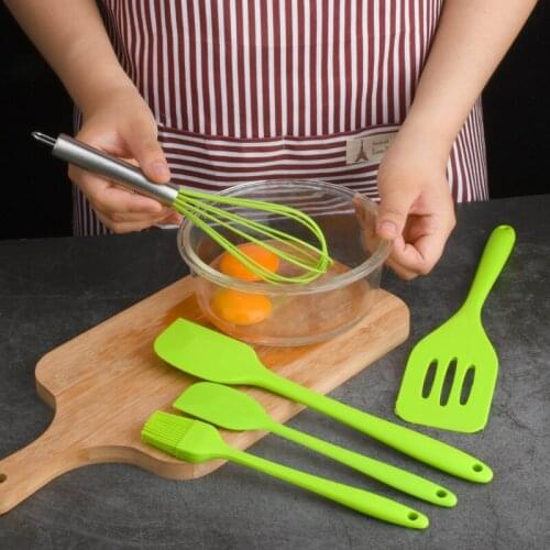 Silicone Kitchenware Baking 5-piece Utensils Set Non-stick Cooking Soup Spatula Spoon Egg Beater Tableware Kitchen Supplies