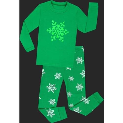 New Fashion Glow in the Dark Pajamas for Baby Girls Kids Boys Snowflakes Pijama Sets Christmas Pyjamas Children Homewears Suits