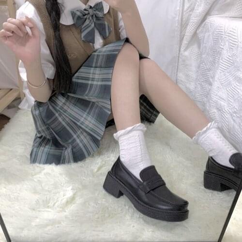 Japanese New Fashion Thick-soled Trend British Style Simple Casual Single Shoes Womens Shoes Platform Women Chunky Sneakers