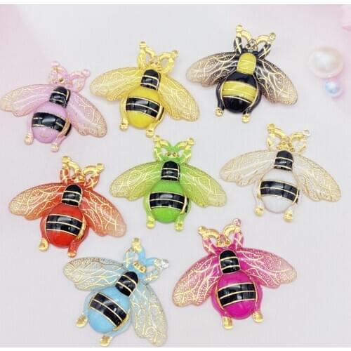 New 10pcs Acrylic Bee Flat Back Sculpture Handicraft With A Scrapbook DIY There Is A Hole SA53