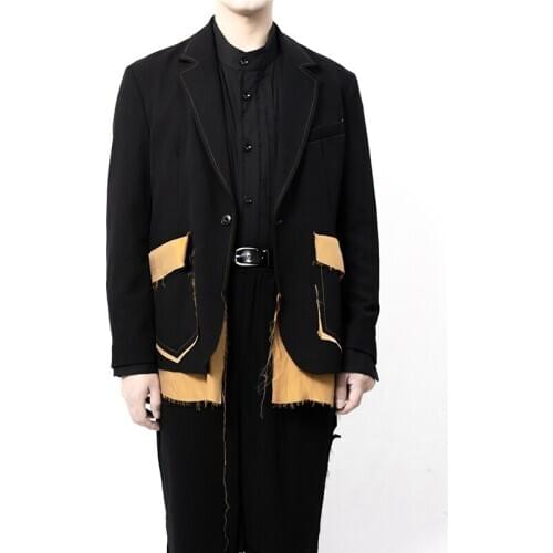Custom！Original mens wear, four seasons sewn fur black fiber material fashion coat【S-6XL】Big yards mens clothing