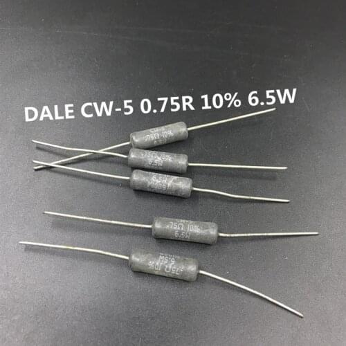 Original new 100% CW-5 0.75R 10% 6.5W 22*7MM black precision non inductive wirewound resistor (Inductor)