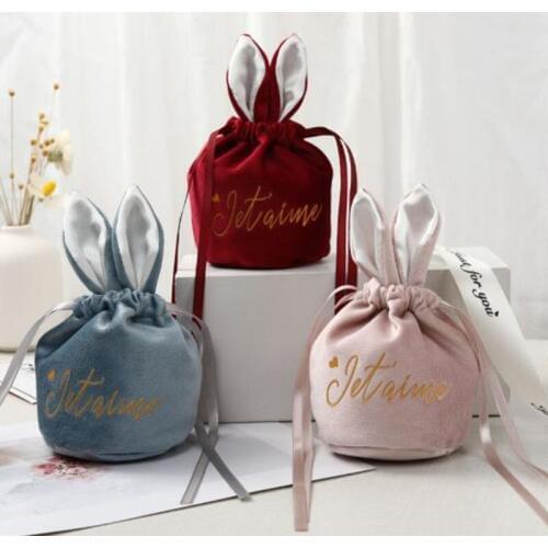 Velvet Rabbit Gift Bag with Drawstring Wedding Favors Candy Gift Boxes Baby Shower Birthday Party Gift Bag for Packing Christmas