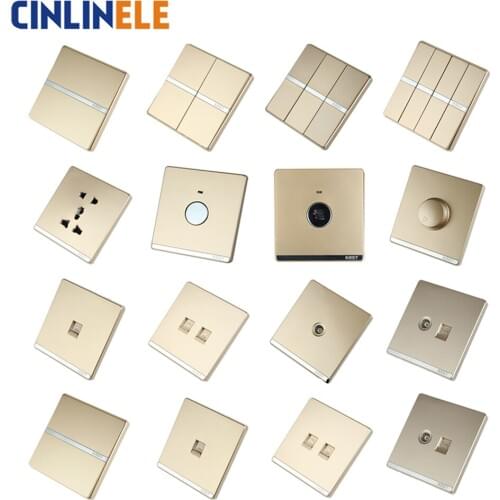 Luxury Wall Switch, Ivory Gold Silver Trim Strip, Brief Art Weave, Light Switch, AC 110~250V 10A 86mm * 86mm