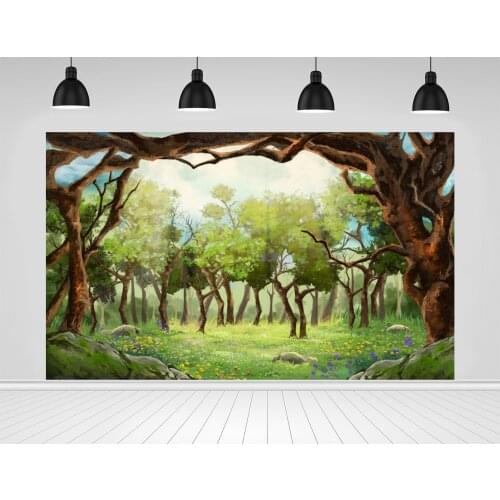 Scopiso Spring Landscape Scenic Forest Trees Jungle Party Grassland Children Portrait Photography Backgrounds Birthday Backdrops