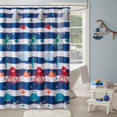 Printed Animal Shower Curtains for Bathroom Navy
