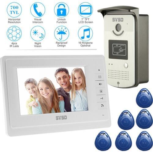 Free Shipping Home 7inch LCD Monitor Intercom for Home Video Door Phone RFID Access Control System IR Camera